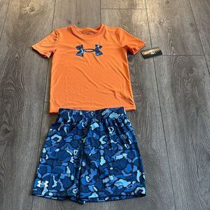 Under Armour Kids Orange graphic T-Shirt with short set